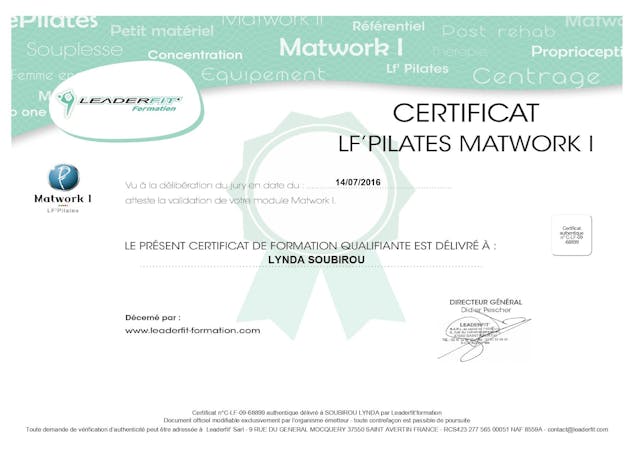Certification Pilates